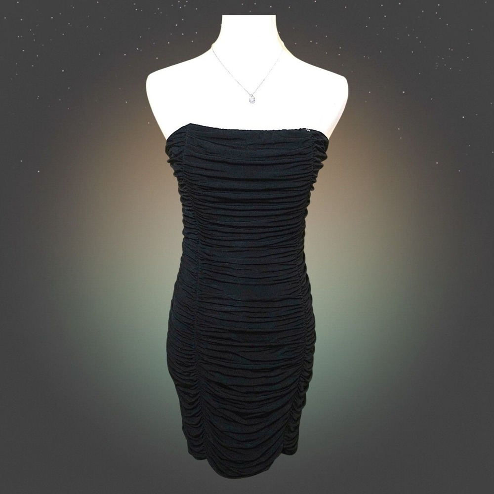 Guess Black Strapless Ruched Bodycon Mini Dress Womens Size M